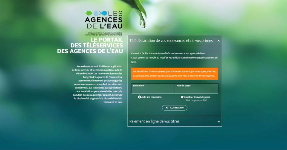 Agence de l'Eau RMC - Redevance prélèvement d'eau 2018